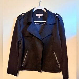 Philosophy Black Suede Jacket with Silver Accents